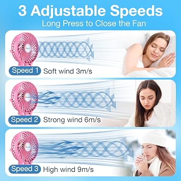 VersionTECH. Portable Handheld Fan, Powerful+Durable+4000mAh+180 Foldable, Mini Table Fans with USB Rechargeable Battery Operated Cooling Accessories for Personal Use, Travel, Office Pink