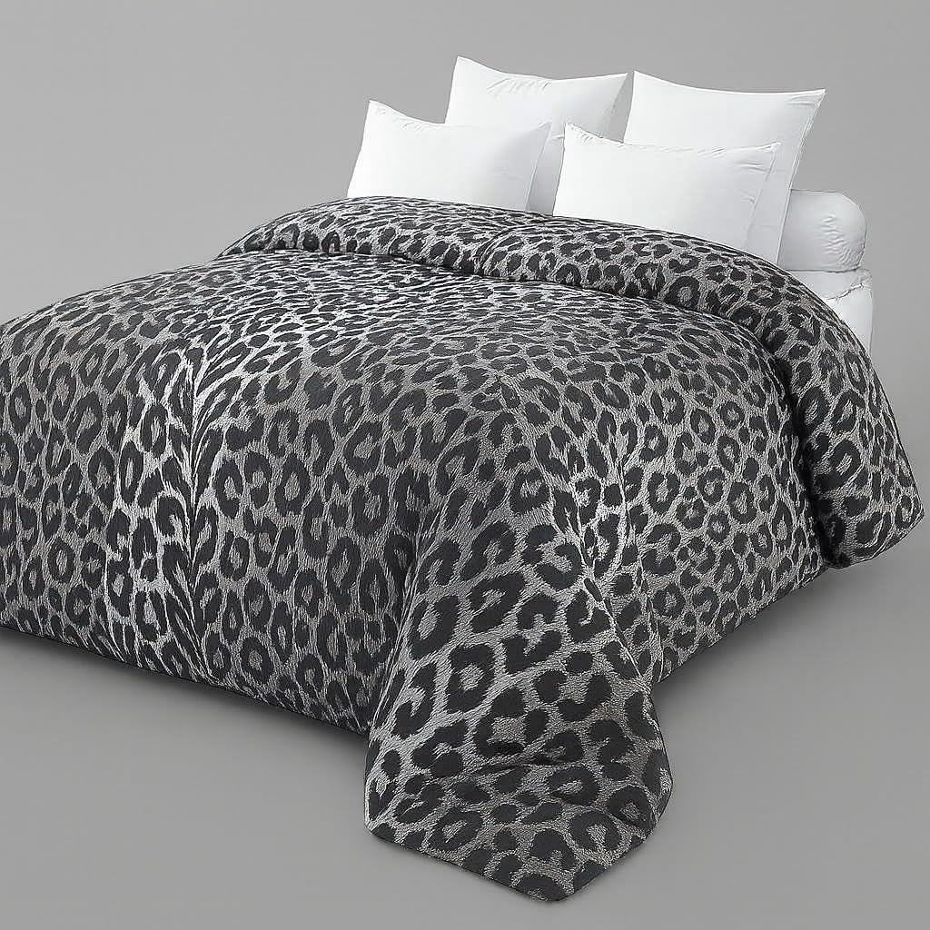 Corredocasa Trapunta Invernale Matrimoniale con Stampa Digitale – Piumone Letto Elegante e Morbido 350 gr. – Piumino Caldo Made in Italy 4 Stagioni (Leopardato Grigio, Matrimoniale)