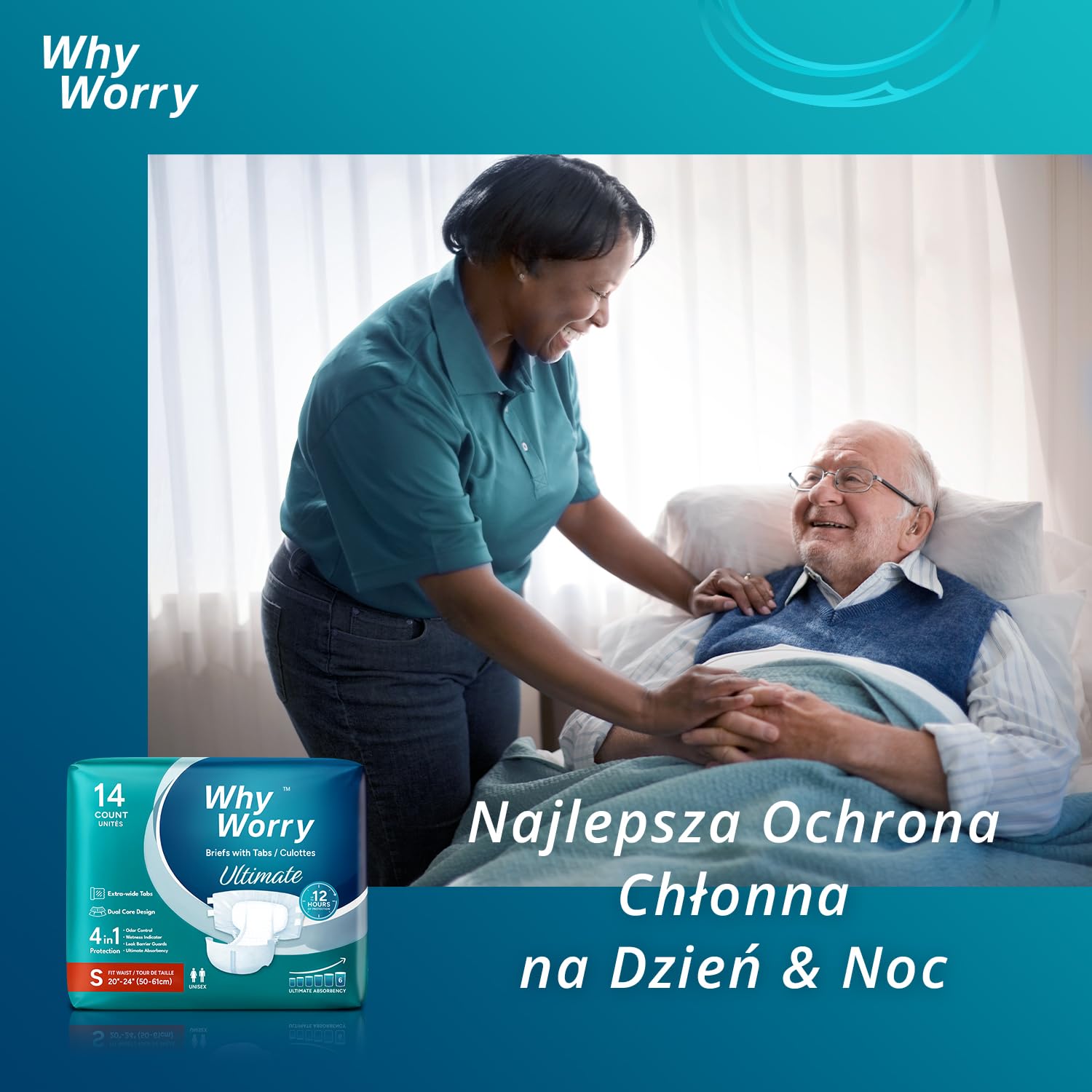WHYWORRY Ultimate pieluchy dla dorosłych, majtki inkontynencyjne dla kobiet i mężczyzn, pielucha dla dorosłych z ostateczną zdolnością wchłaniania, ochrona przed wyciekaniem na noc, rozmiar L, 56