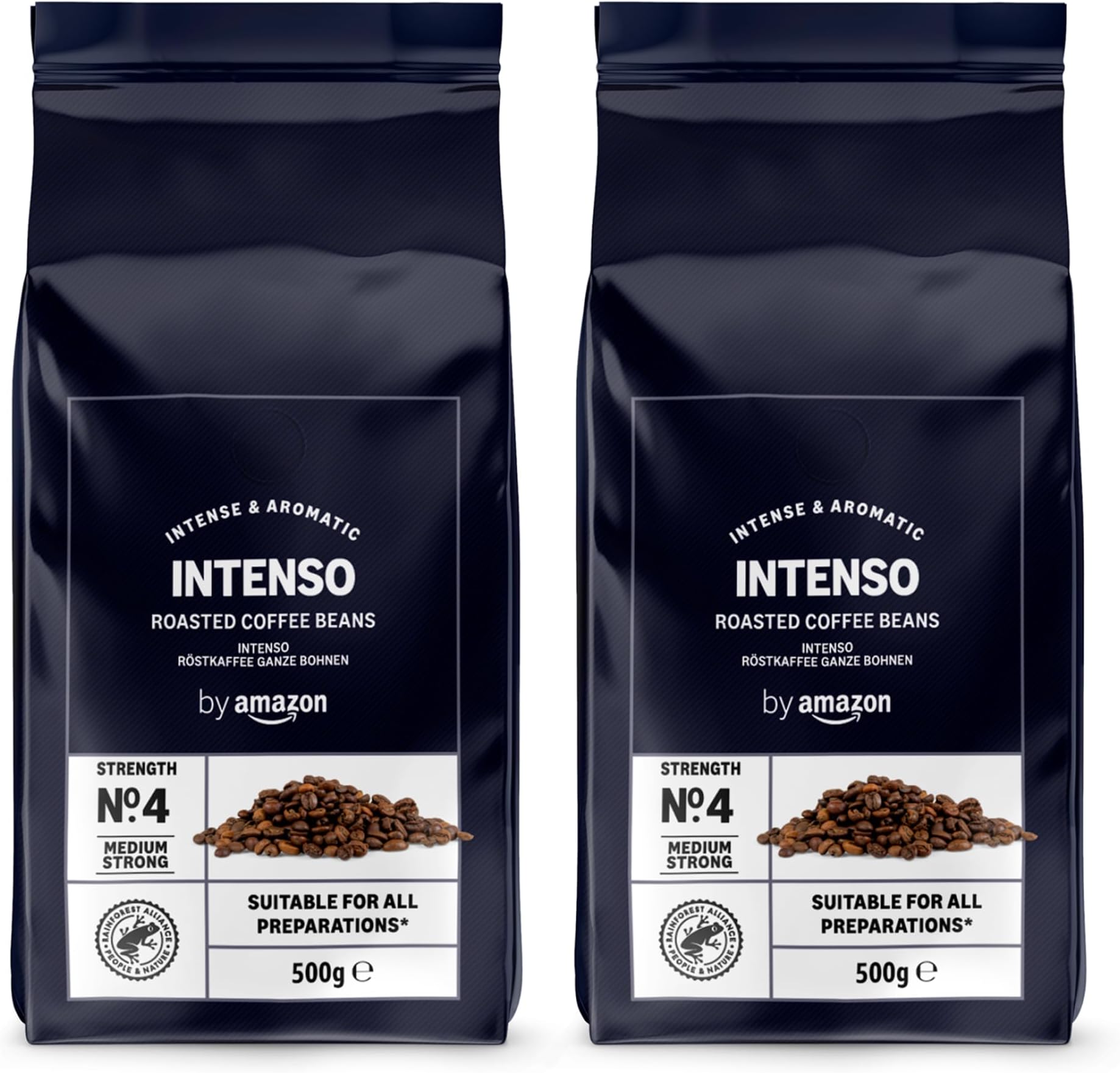 by Amazon Intenso Coffee Beans, light roast, 1kg (2 packs of 500 gms) - Rainforest Alliance Certified