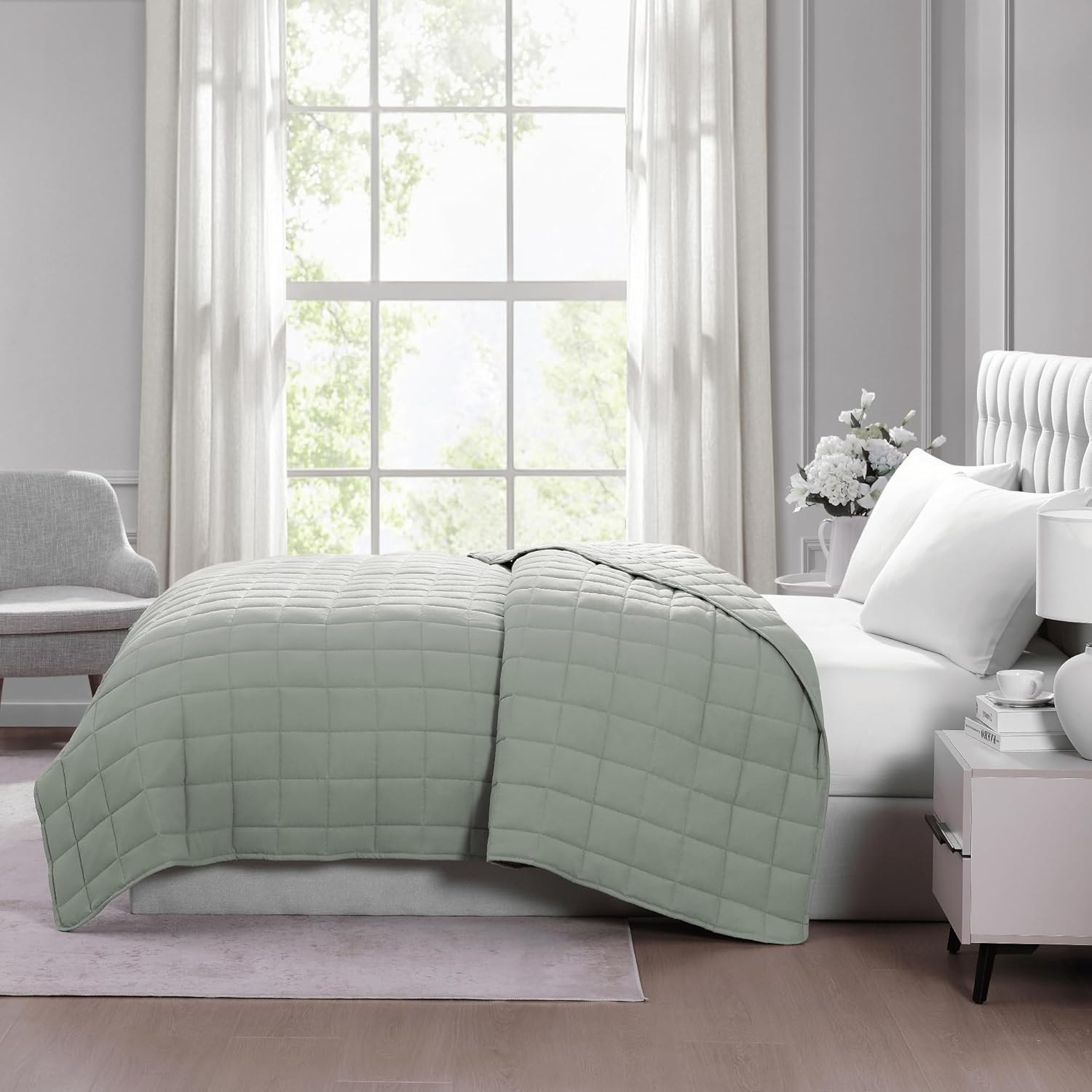 Casa Platino Bed Blanket Twin Size - Pre-Washed Quilted Blanket - Lightweight Twin Size Blanket - All Season Twin Blanket - Premium Microfiber Down Alternative Blanket Twin Size - Mineral - Image 8