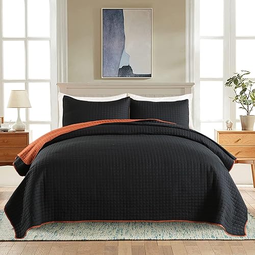 MERRY HOME Juego de edredón tamaño Queen juego de colcha con estampado de 3 piezas ropa de cama de microfibra suave para todas las estaciones