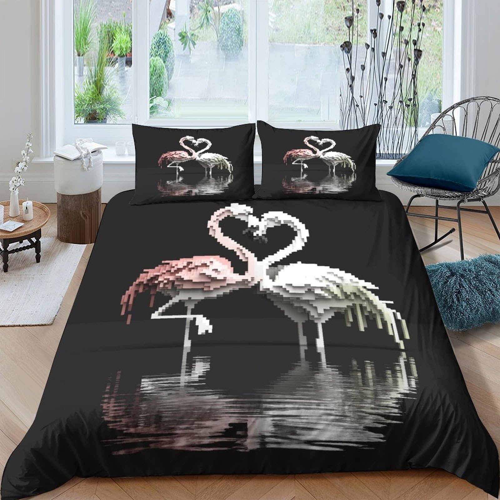 Housse de couette flamant imprimé 3D en tissu microfibre premium super douce