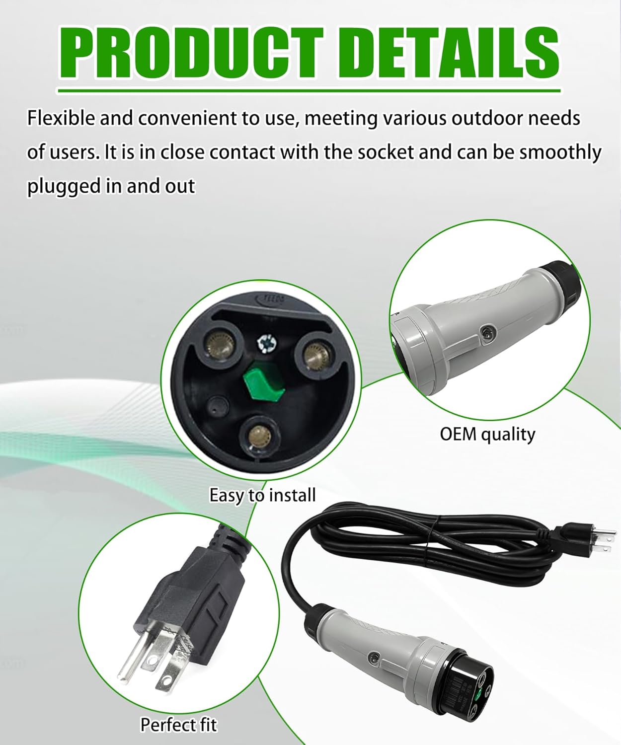 Y-60 Charger Power Cord Assembly 3x14 AWG Fits for MadJax XSeries Storm 2023-Up Golf Carts, 32A 110V~220V,Denago EV, Rover XL, Nomad XL Golf Cart, Replaces Part Number 07-014, 10FT