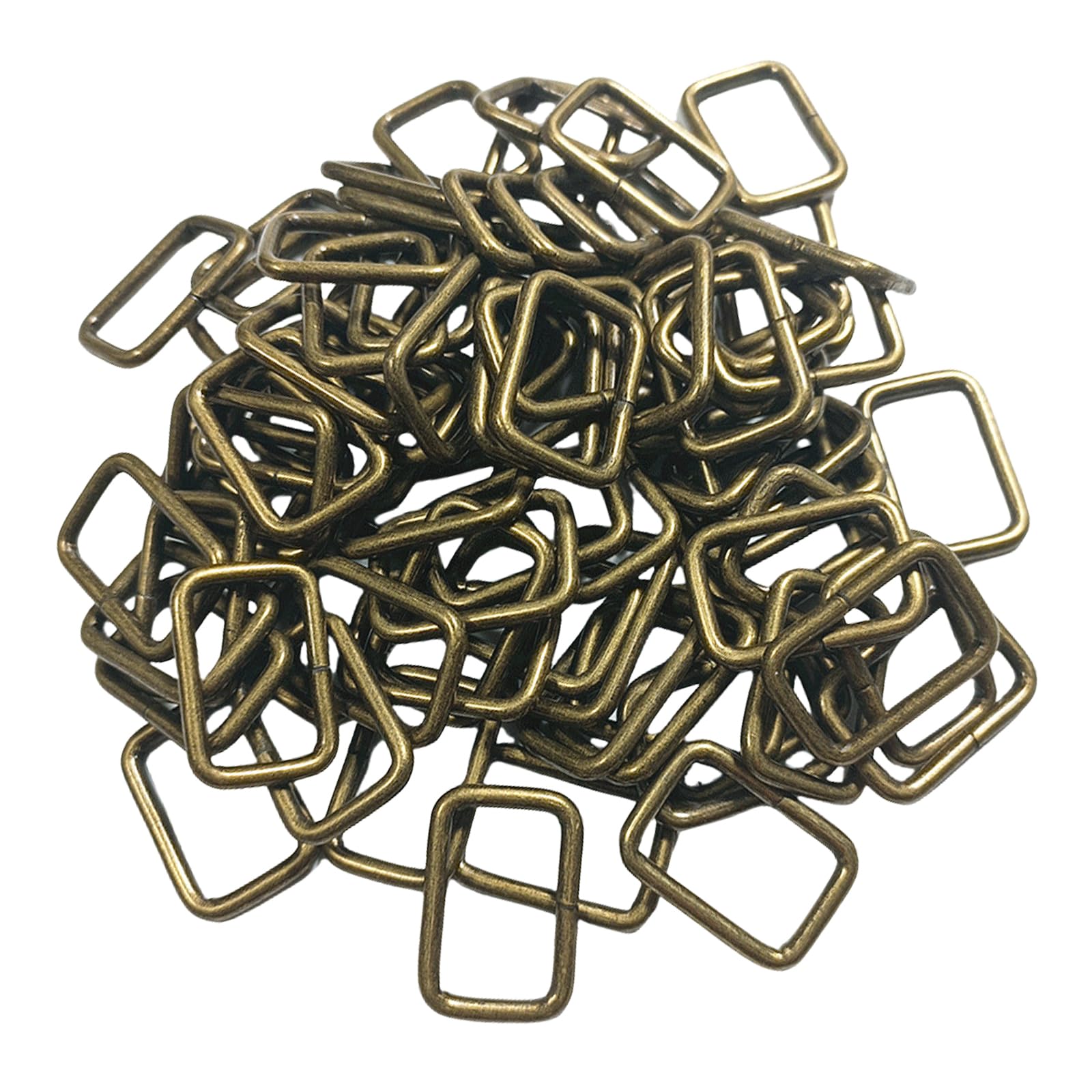 Tsophreniq 100Pieces Rectangle Rings Metal Webbing Rings Buckles for Webbing Belts Pet Collar Dog Leashes Backpacks Handbag Strap Luggage Strap Fasteners