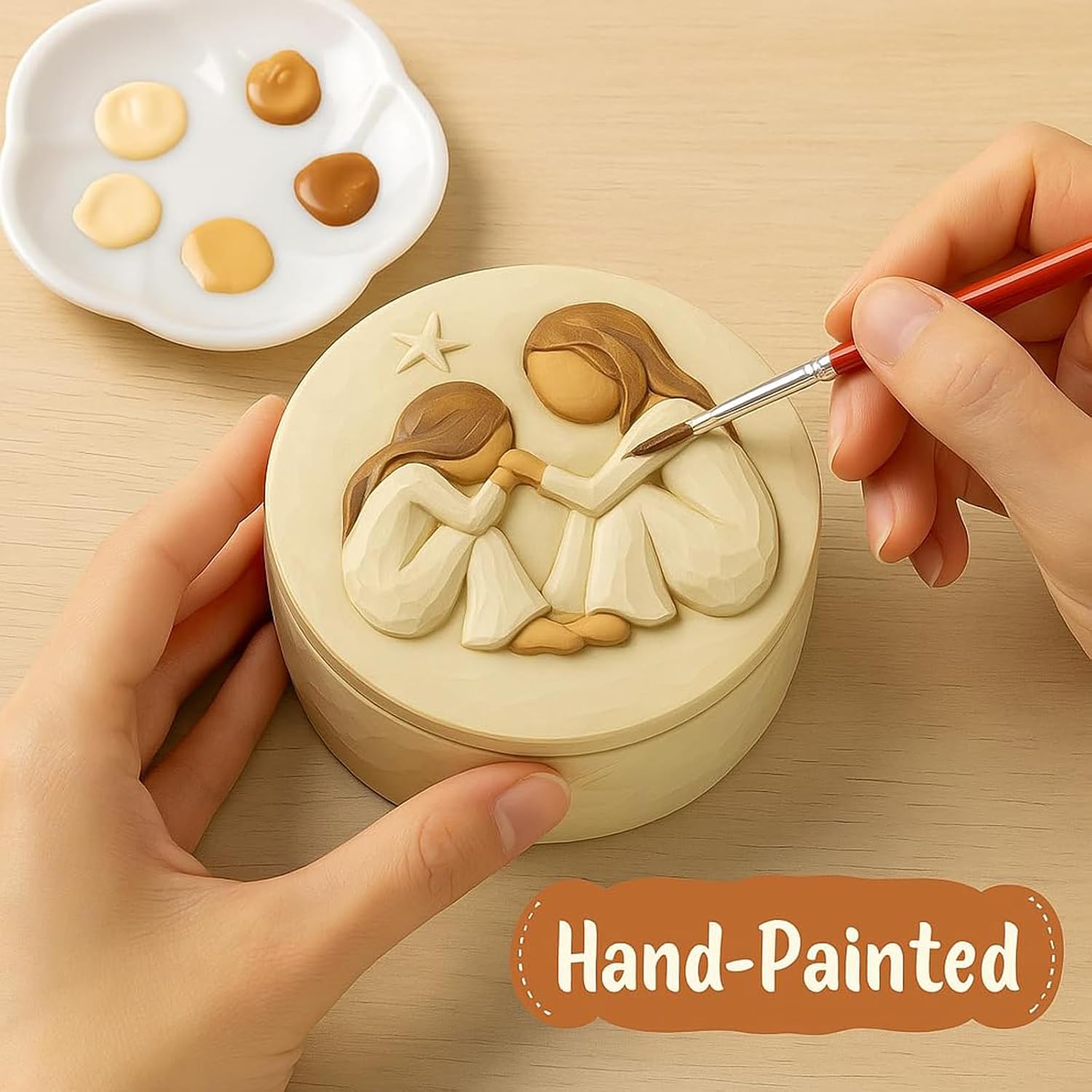Artistic Hand Painting Resins Decorative Storage Box for Home Decoration Valentines Gift with Packaging and Modern Resins Craft Ornaments for Bedroom and Study Decoration image 2