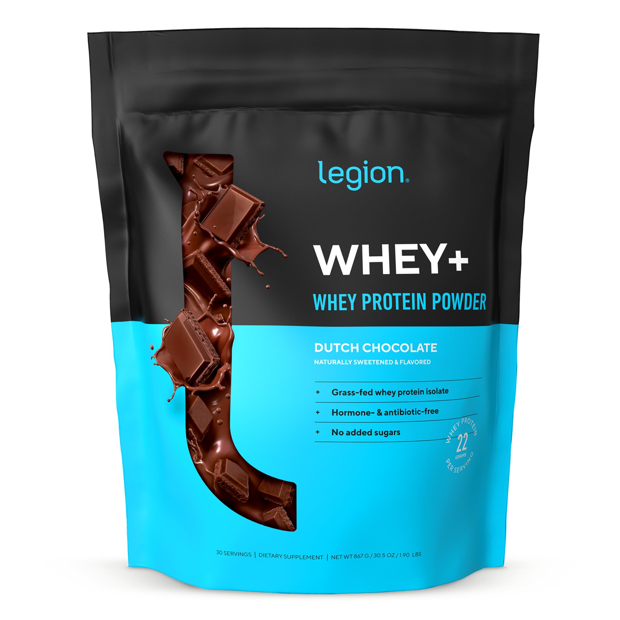LEGIONWhey+ Protein Whey Isolate from Grass Fed Cows - Whey Protein Isolate Powder Low Calorie, Non-GMO, Sugar Free, Lactose and Gluten Free, All Natural Protein Powder for Men & Women 30 Servings