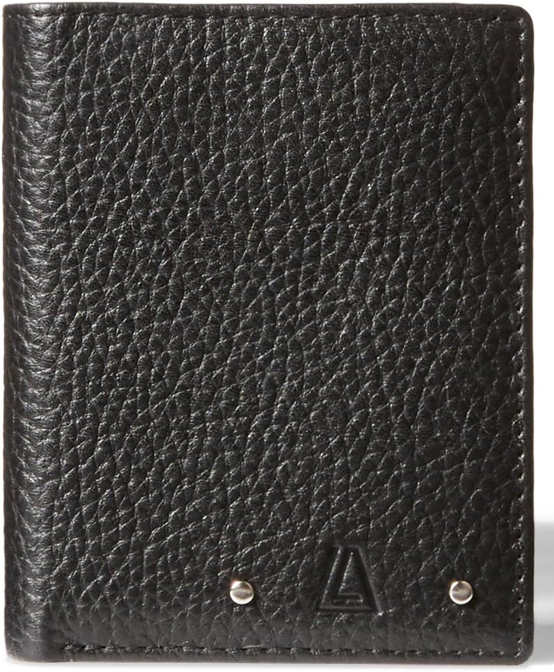 Men's 100% Leather RFID Blocking Bifold Wallet with Back Zip and 6 Credit Card Slots Black
