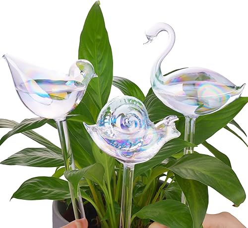 NiHome Bombillas de vidrio con autorriego para plantas, paquete de 3 unidades, perlas iridiscentes, macetas para el hogar, para macetas para regar disponible en Yaxa Peru