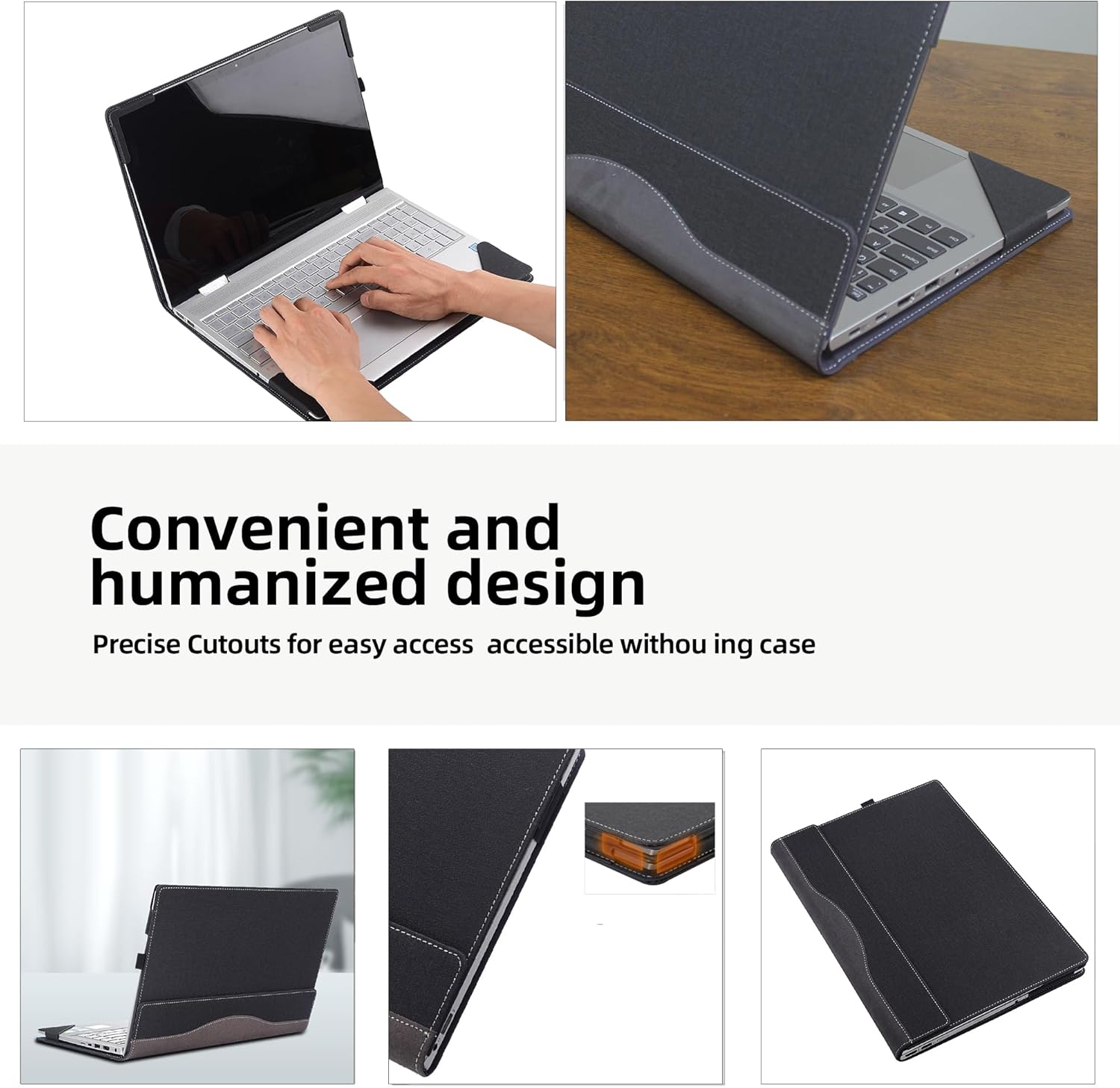 Laptop Case for Lenovo ThinkPad E16 Gen 3 Intel [Note Other Models] All Inclusive Drop Case 16" PU Leather Protective Laptop Bag Detachable Shell (Dark Gray)