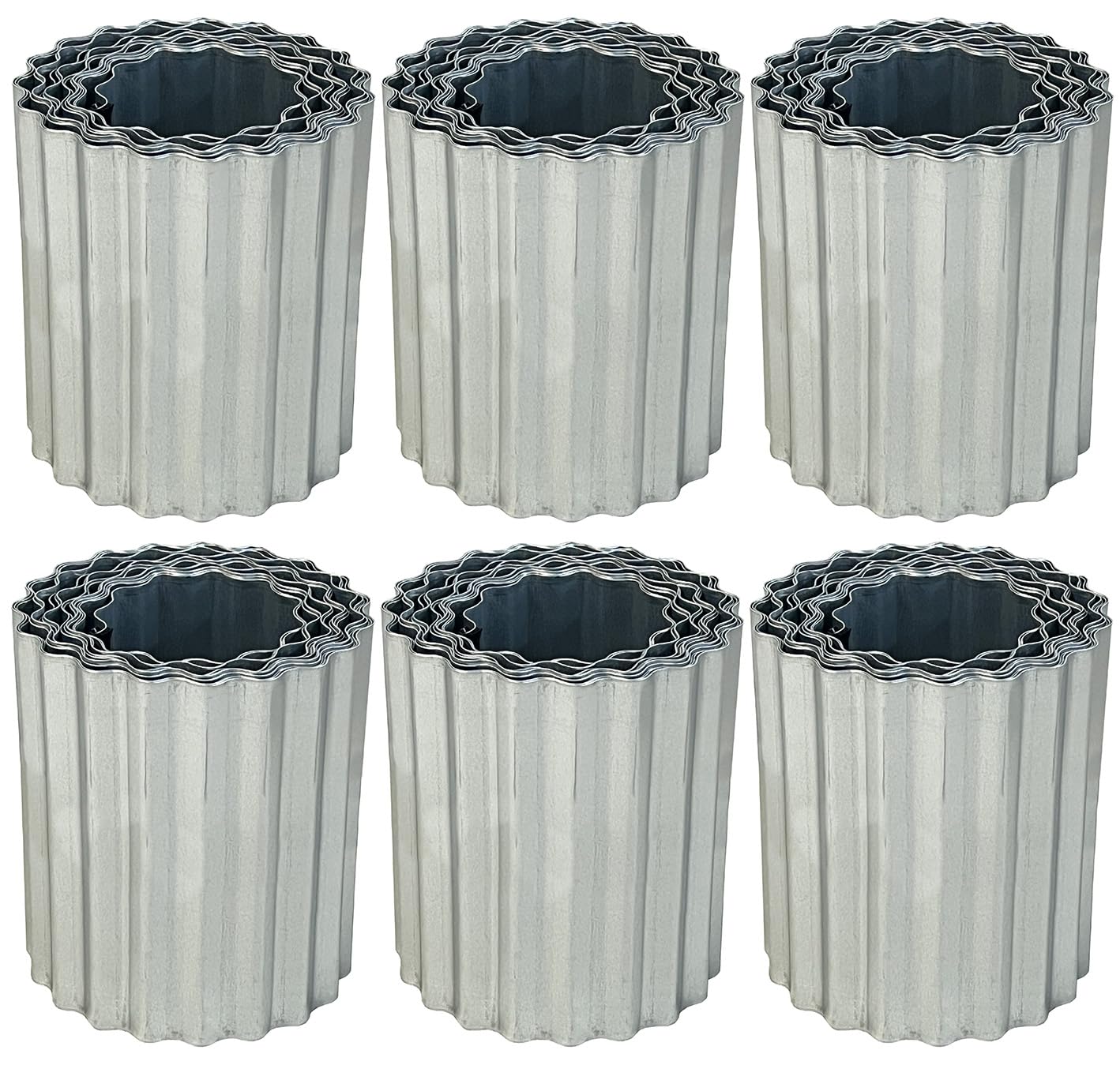 Selections Galvanised Steel Lawn Edging Corrugated Heavy Duty Garden Edge 5m Roll - Pack of 6