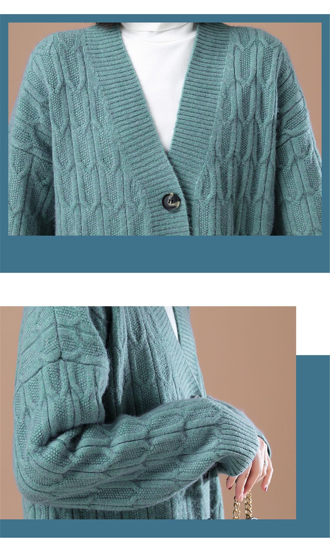 Vogrtcc Cárdigan con Frente Abierto para Mujer, Suéter con Botones, Cárdigan De Longitud Media, Chaqueta De Punto, Abrigo