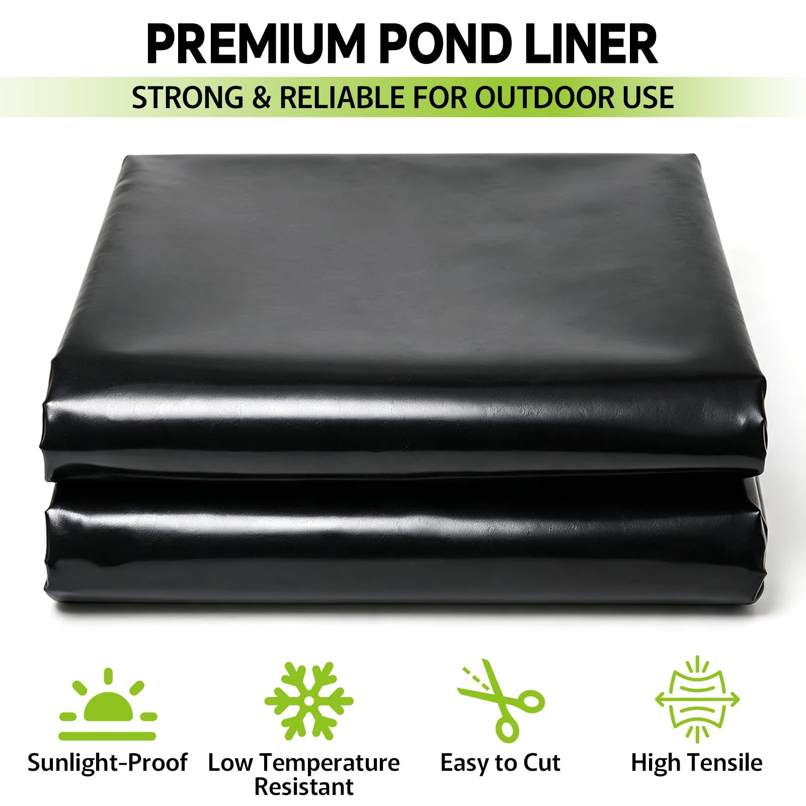 Telo per Laghetto, in HDPE Nero da 0,2 mm, 6 M x 6 M | Impermeabile, per Laghetti, Fontane, Giardini Acquatici e Cascate, Laghetti da Giardino, Vasche per Laghetti