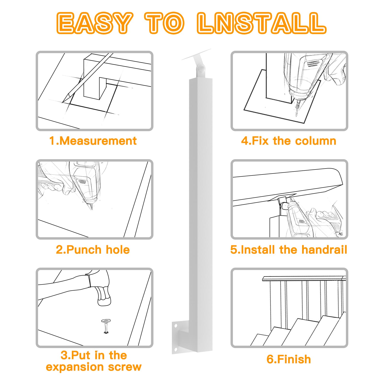 Postes De Balaustre De Escalera Cuadrados: Husillos De Barandilla De Metal Ajustables De 270° Con Base De Soporte Plano Y Kits De Tornillos; Los Postes De Hierro Blanco Son Adecuados Para Terrazas