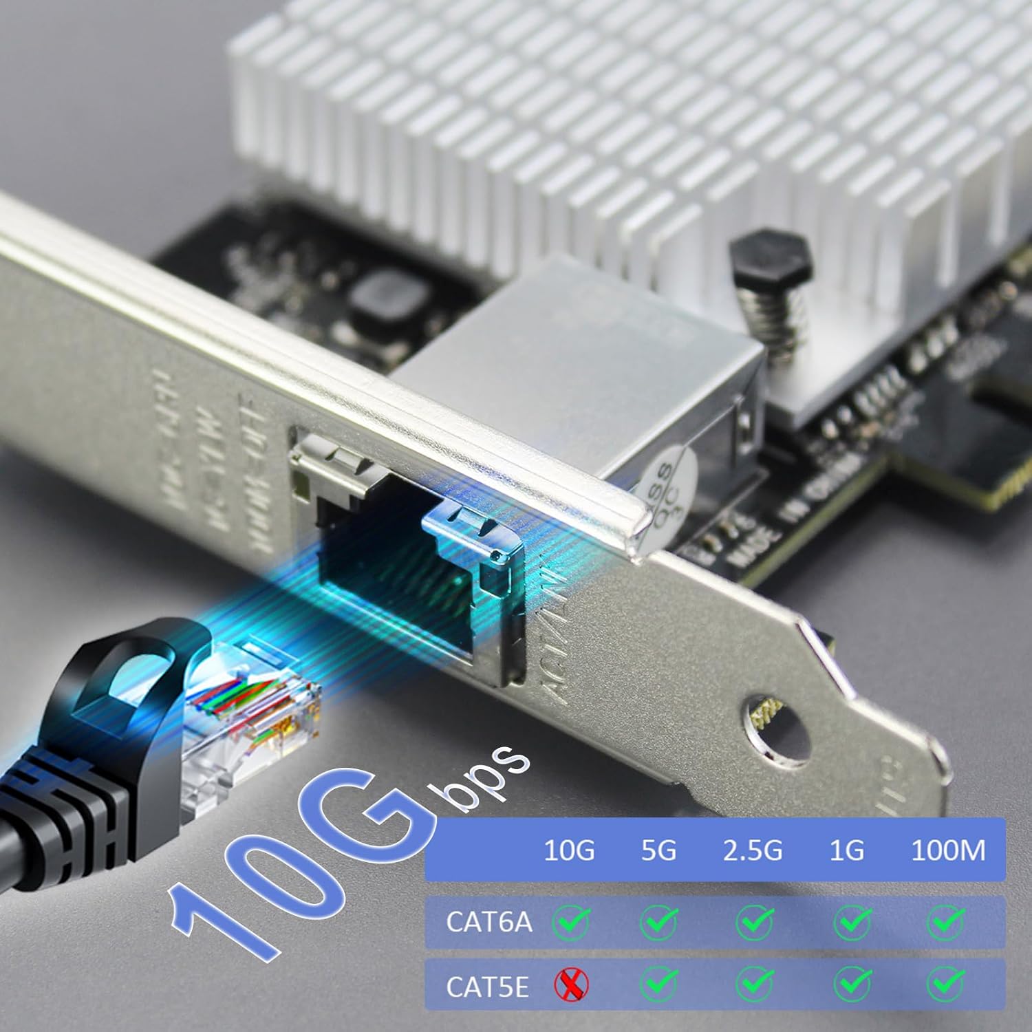 GLOTRENDS ST7357 10Gb RJ45 Ethernet Network Card with Marvell AQtion AQC107 Controller, PCIE 3.0 X4 Interface, Compatible with MAC OS/Windows/Linux/ESX