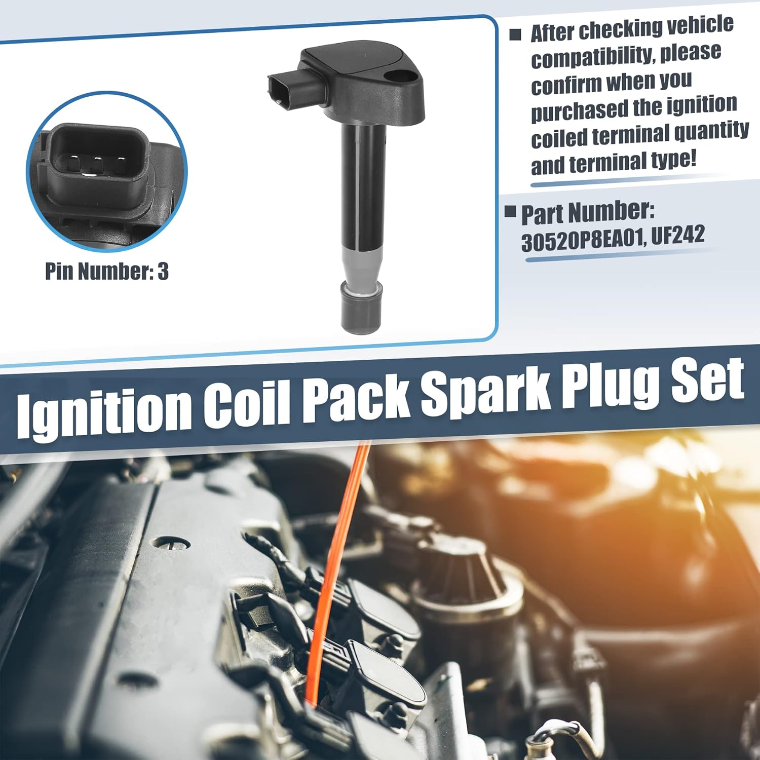 ACROPIX Automotive Replacement Ignition Coils Fit for Honda Accord Odyssey Pilot Ridgeline - Pack of 6 Black