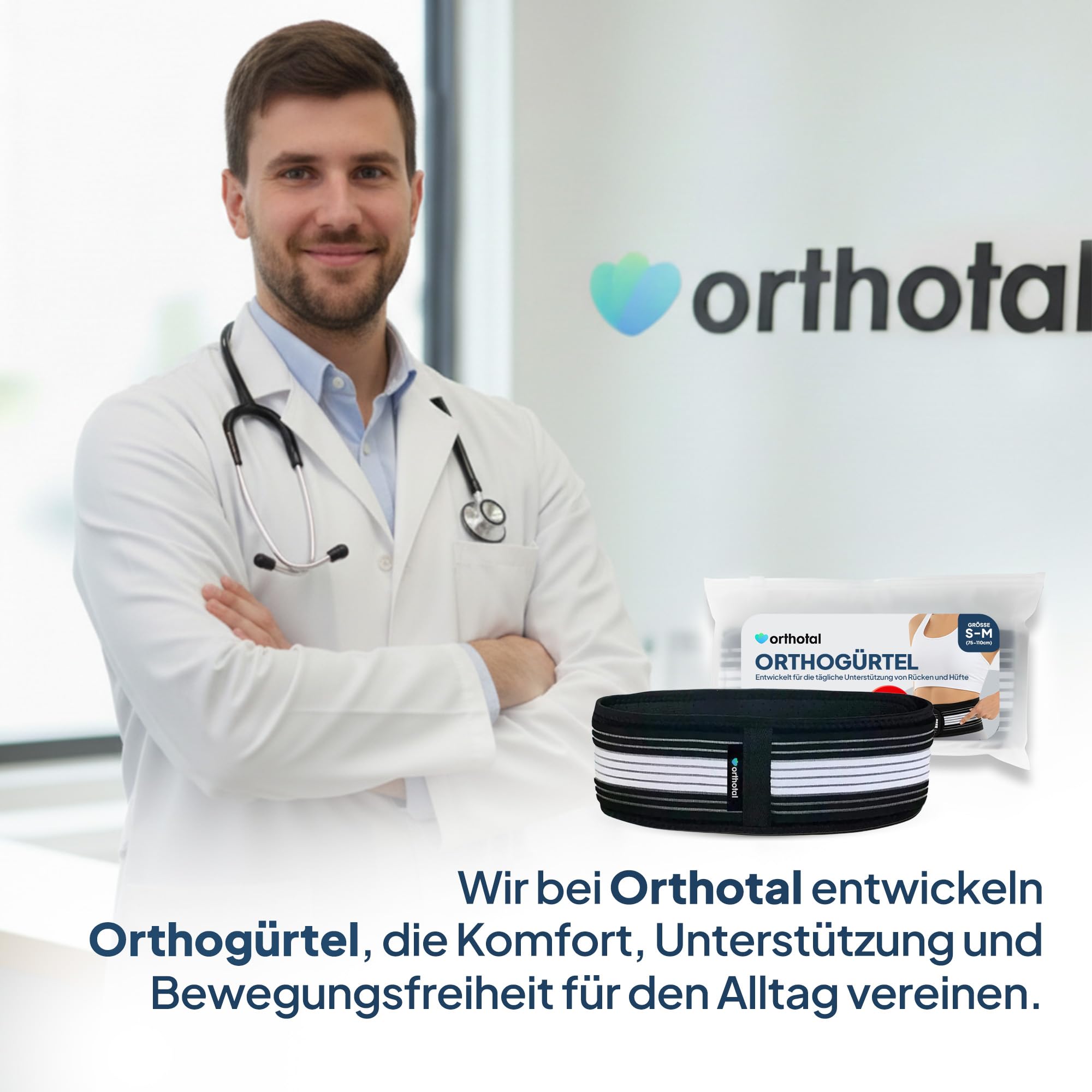 Orthogürtel für Ischias und Rückenschmerzen, Ischias Gurt, ISG Gurt, Rücken & Lendenwirbelsäule, Bandscheibe, Hüftgurt, Beckengurt (S-M)
