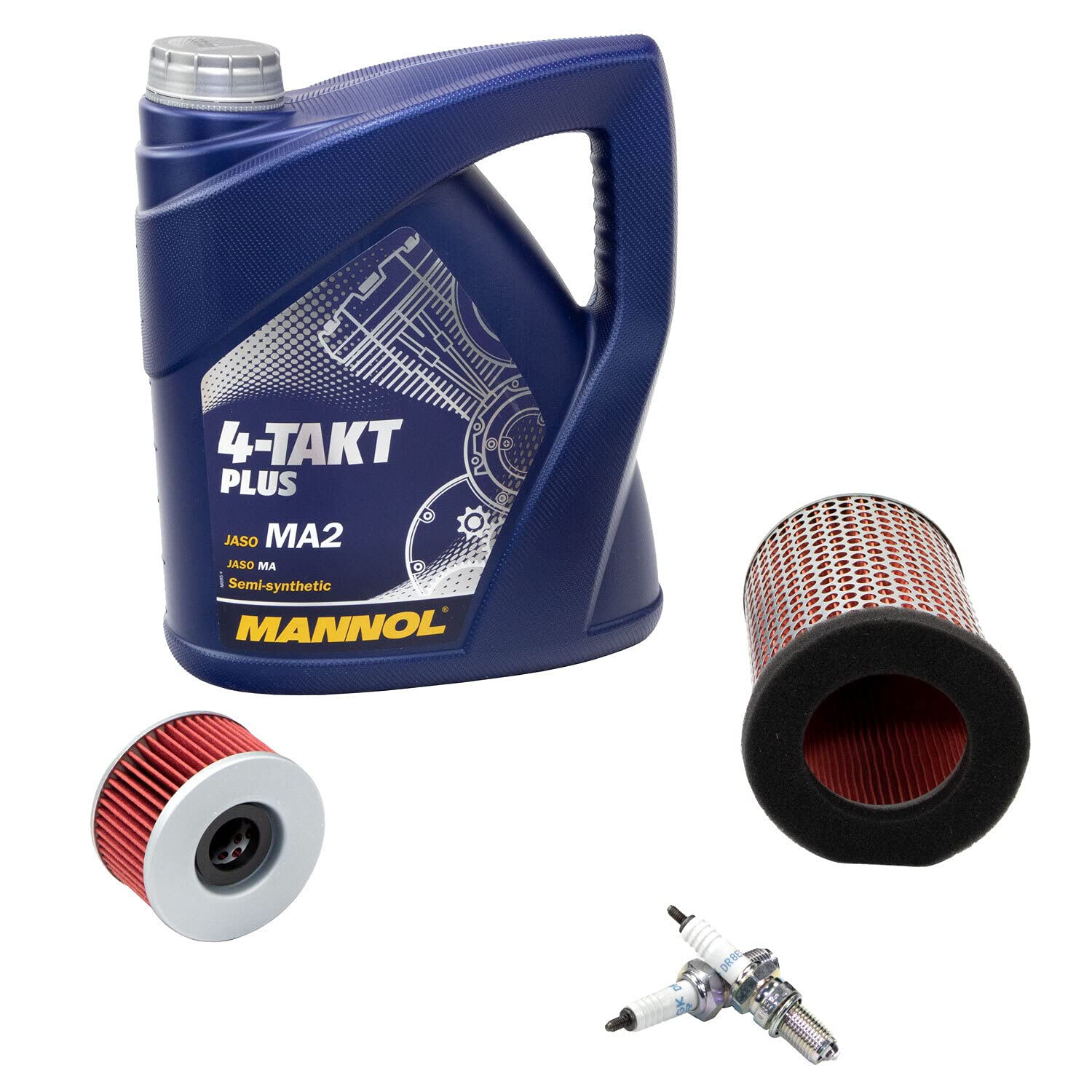 Wartungspaket Öl 4L + Luftfilter + Ölfilter + Zündkerzen für Hon da CX 500 CX 500 C CX 500 E CX500 Baujahr 1977-1986