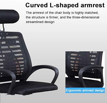 Ergonomic Gaming Chair, with Lumbar Support & Headrest, High Back Mesh Office Chair for Home, Study & Bedroom Comfort