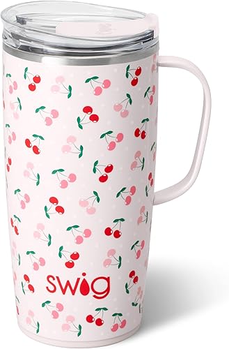 Vista 65 de Swig Life - Taza de viaje de 22 onzas, vaso con aislamiento y asa con tapa, apto para portavasos, apto para lavavajillas, de acero inoxidable, taza