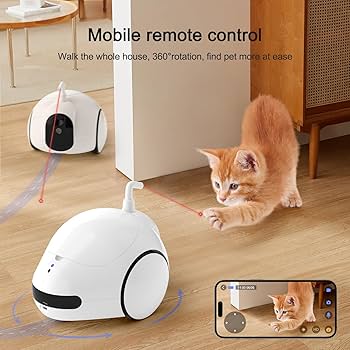 Camera Robot On Wheels Pet Robot Camera On Wheels, WiFi 1080P Indoor Movable Cameras, Double Direction Rotating Video Recording, Mobile APP Remote Control, Two Way Talk (Without Memory Card 200W Rolling Camera