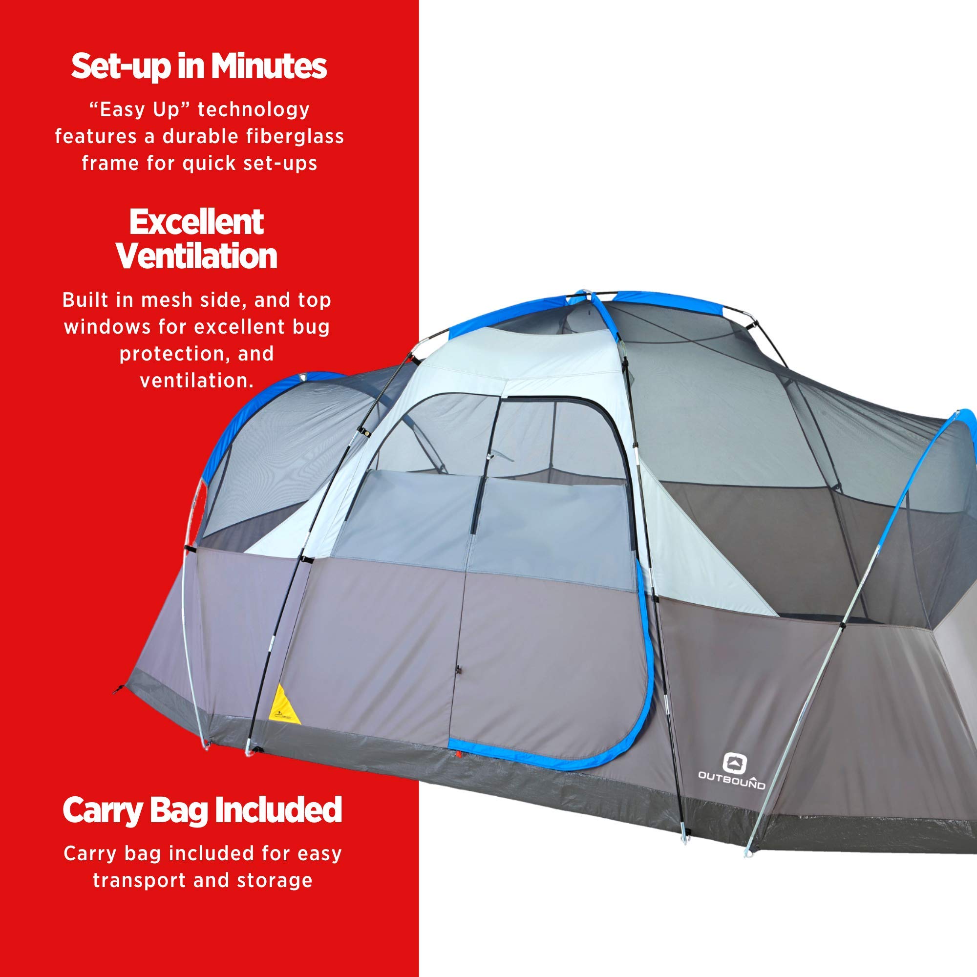 Outbound Dome Tent For Camping With Carry Bag And Rainfly