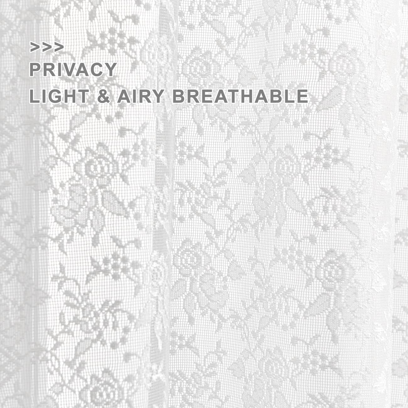 FINECITY White Lace Kitchen Curtains for Window W25 x L36 Inch, 2 Panels