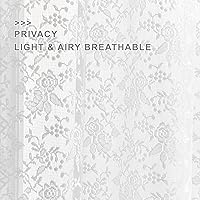 Vista 4 de FINECITY Cortinas de encaje de 36 pulgadas de largo, cortinas de cocina de encaje blanco con estampado floral de rosas campestres, cortinas