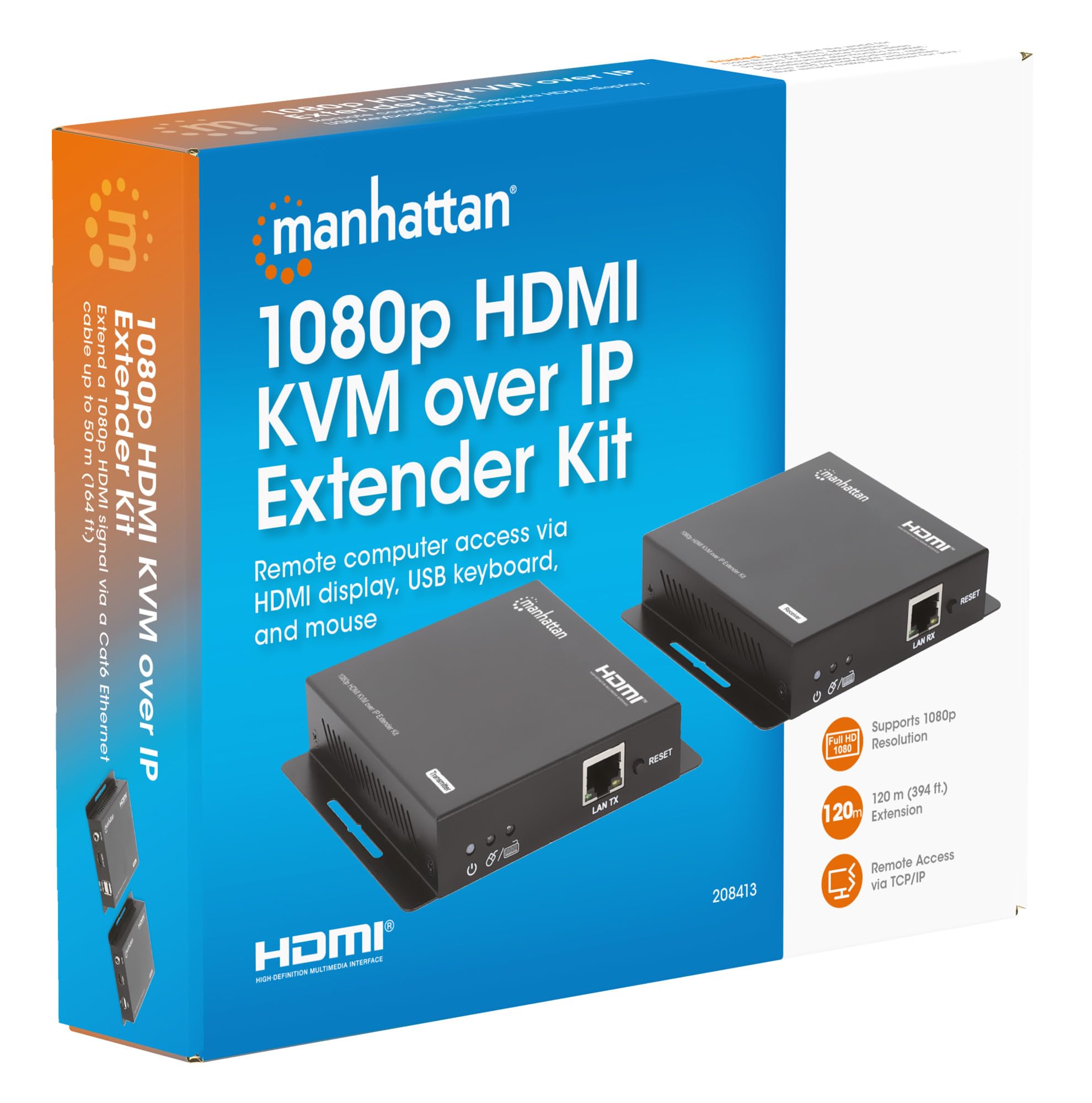 Manhattan 1080p Hdmi Kvm Over Ip Extender Set 1 Bis Zu 120m - KabeL-/adapterset - Digital/display/video (208413)