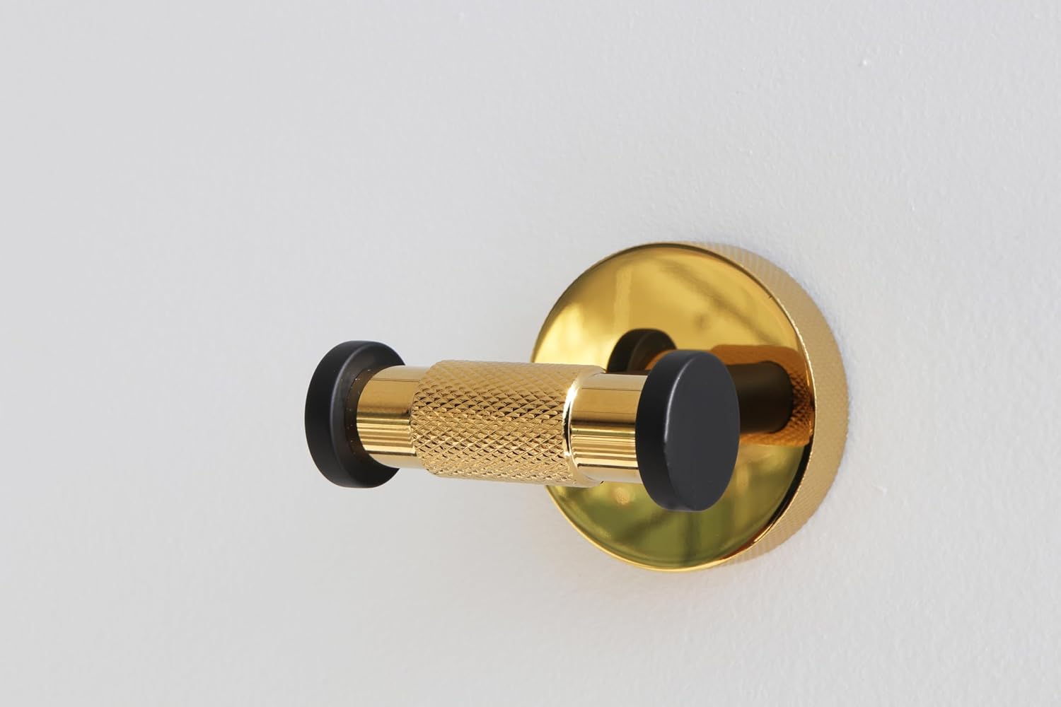 SENMY Luxury Shiny Gold Knurled Matte Black PVD Finish, Solid Brass Construction, Double Towel Hook, Rustproof, Heavy Duty Door Hanger Robe Corrosion-Proof Wall Mount Bathroom Accessories Kitchen
