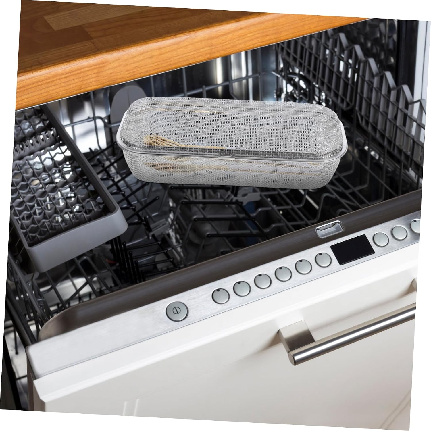 OUNONA Stainless Steel Dishwasher Utensil Storage Basket