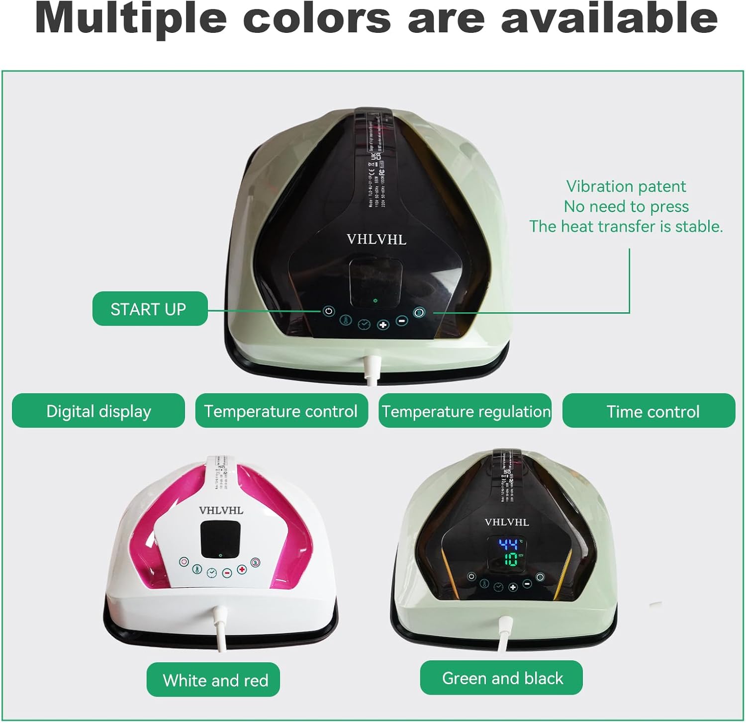 Intelligent Vibration Heat Press Machine for T-Shirts (9 x 9) inch - Portable LED Display Ironing Press - Ideal for T‑Shirts, Hats, Tote Bags, Mugs & Detailed Craft Projects