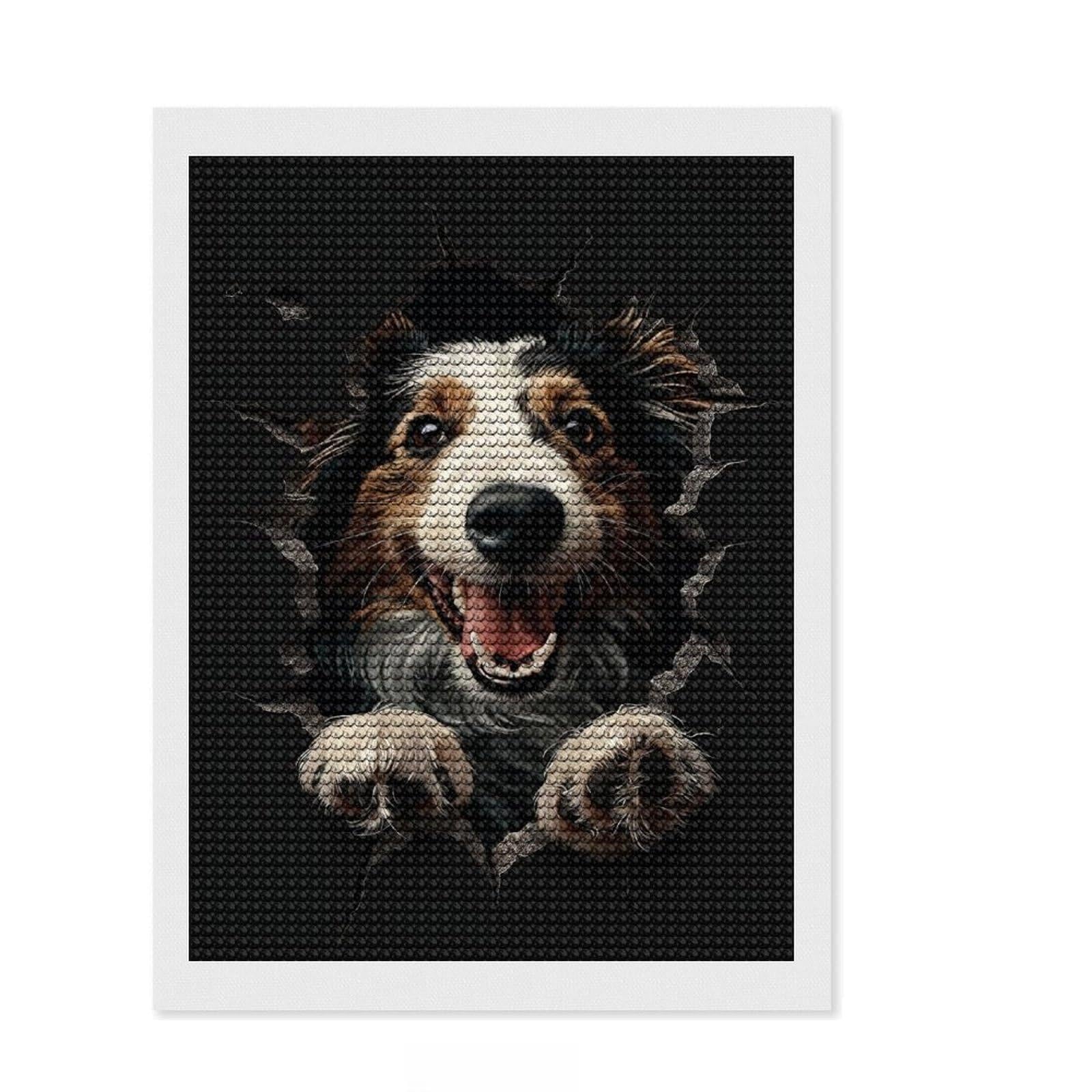 Junmoney Borzoi Full Drill Diamond Painting Kit 12"x16", for Women, Stress Relief Craft, Aesthetic Room Decor, Birthday Gift