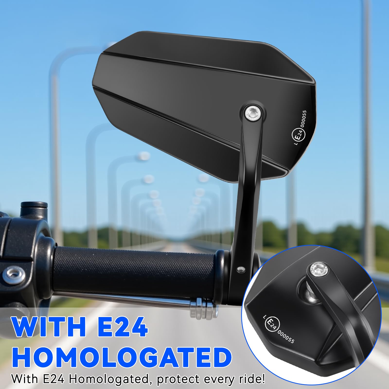 KAOLALI 2 piezas Espejos Retrovisores Moto, Espejos Moto Homologados, Retrovisores de Manillares, Retrovisores Moto Universal, para Motocicleta Scooter Bicicletas ATV