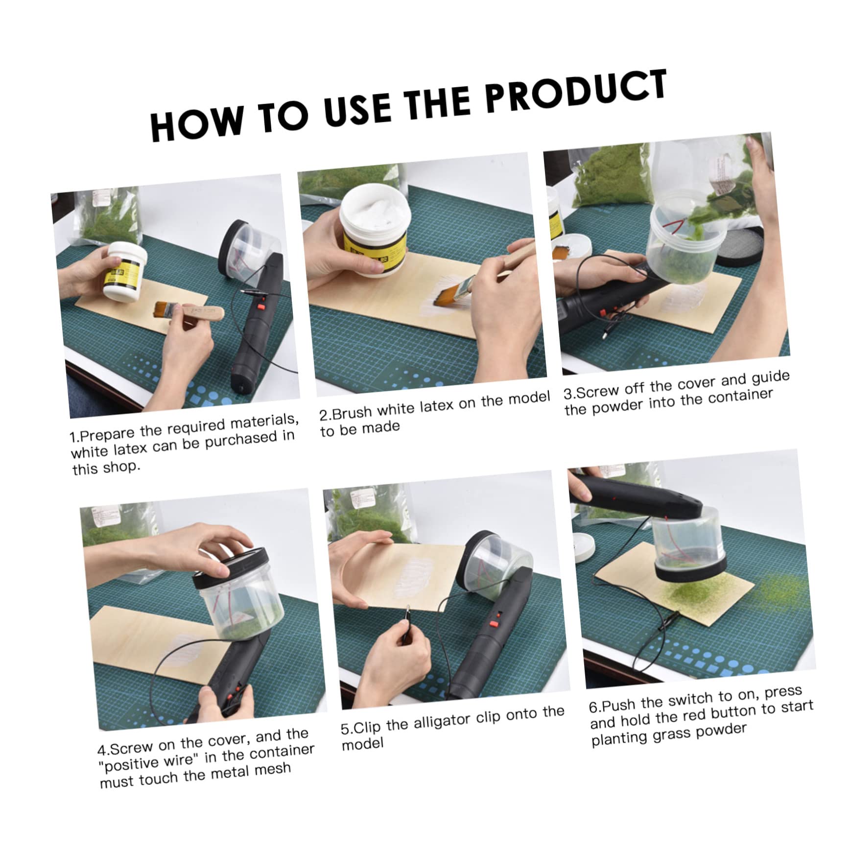 Operitacx Static Grass Applicator Kit Comfort Grip Flocking Tool Micro Electrostatic Machine for 3-5mm Flock Powder DIY Scenery Model Building Easy to Use