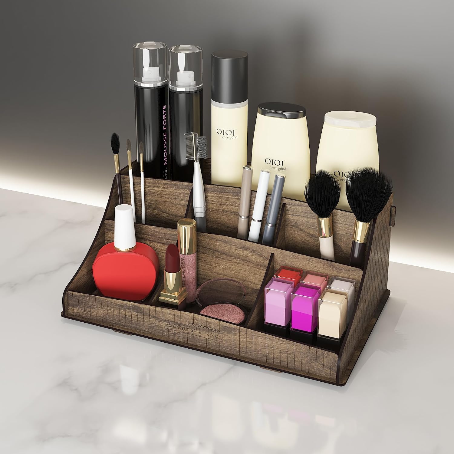Bella Small Ahşap Makyaj Takı Banyo Kozmetik Düzenleyici Organizer