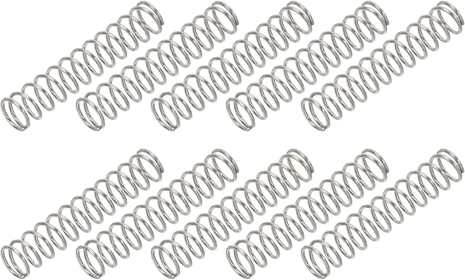 PATIKILCompression Spring, 0.5mm Wire Dia x 5mm OD x 25mm L, 10 Pcs 304 Stainless Steel Mechanical Extension Small Springs Pen Springs Assortment Kit for Shop and Home Repairs