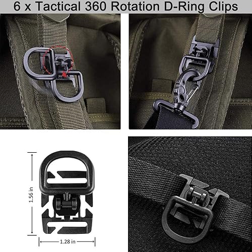 Miniatura 5 de Molle Accessories Kit de 30 accesorios, anillo en D Grimloc bloqueo engranaje clip web dominator cuerdas elásticas hebilla para correas de 1 pulgada