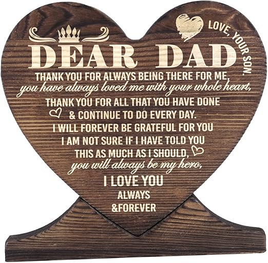 Amazon.com: Dad Father's Day Gifts Wood Sign, Dad Gift for Birthday, Christmas, Gift Wood Heart ...