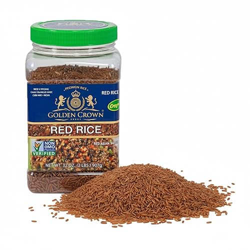 Golden Crown - Arroz rojo orgánico  Arroz rojo orgánico rico en fibra y antioxidantes  Arroz rojo orgánico vegano  Arroz integral pegajoso de alta