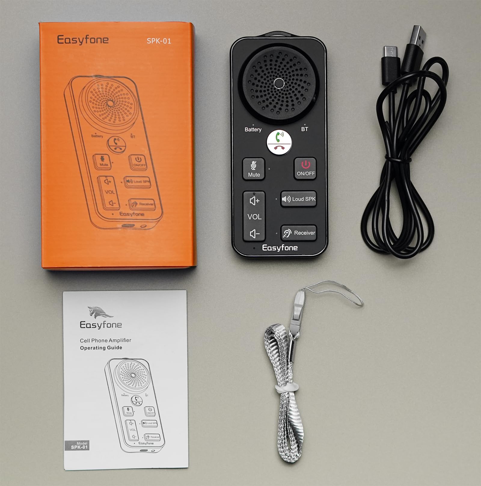 Easyfone iHeard SPK-01 Tragbarer Handy-Sound Verstärker für Senioren, Handy-Lautsprecherverstärker mit Mikrofon, geeignet für Smartphones und iPhones mit geringer Lautstärke