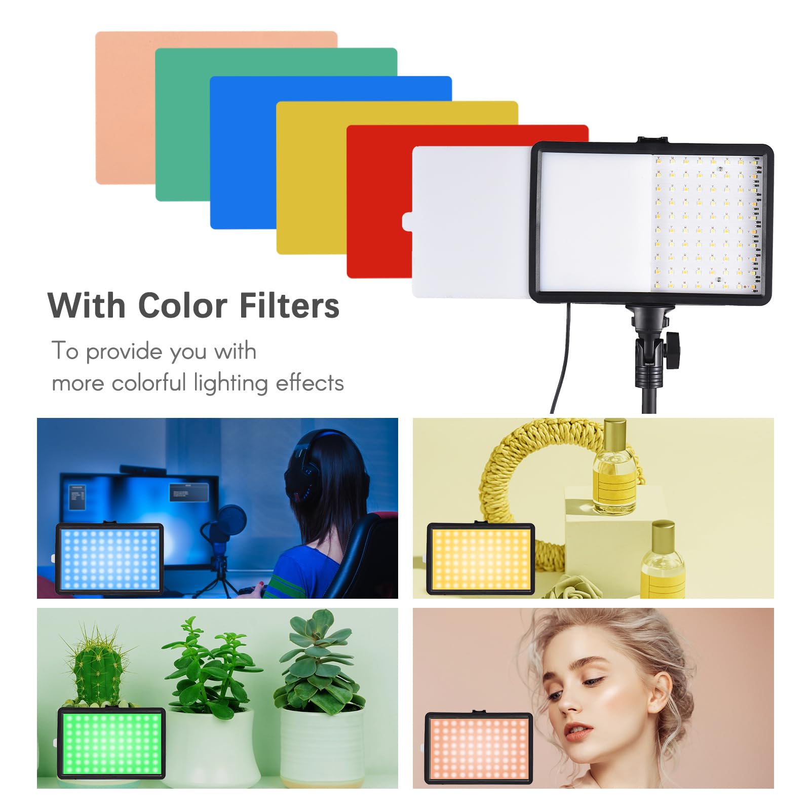 Kit Luci Video LED USB Con 2 Pannelli, 10 Livelli Di Luminosità, Filtri Colorati E Treppiedi Inclusi - 4