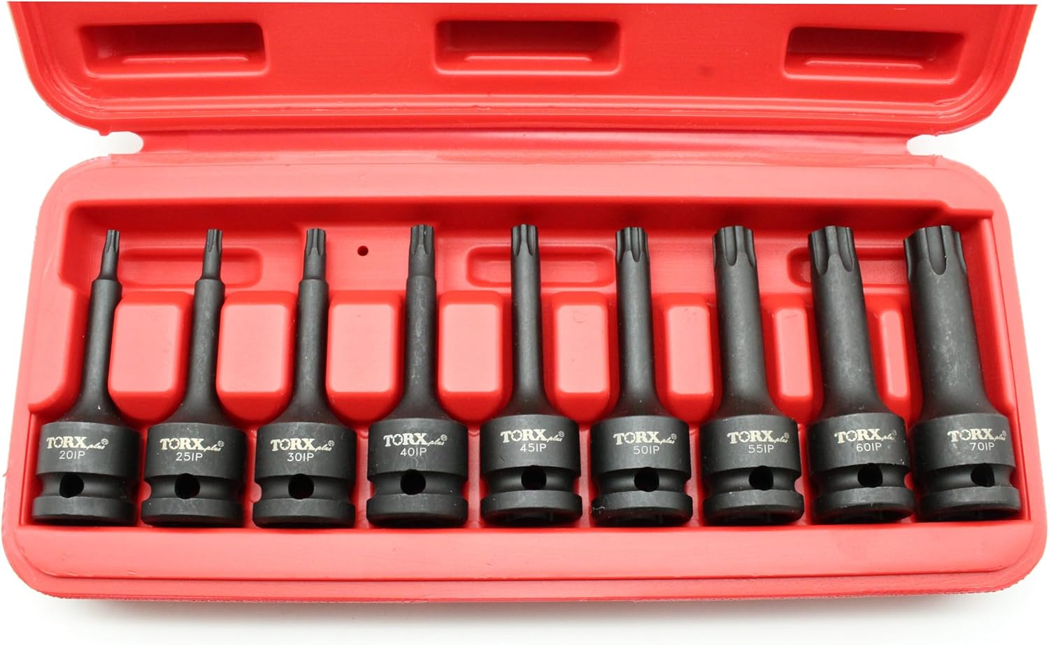 TEMO 9 pc Torx Plus IP 3 Inch Long 6 Point Black Impact Bit Socket Set 1/2 Inch Square Drive Auto Repair Tool