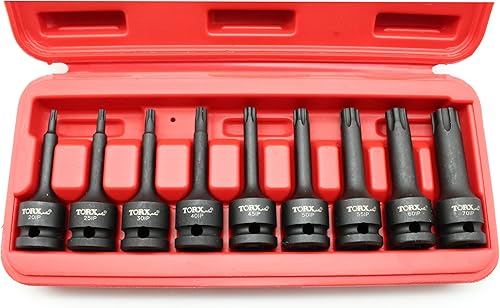 TEMO 9 pc Torx Plus IP 3 pulgadas largo 6 puntos negro Impact Bit Socket Set 12 pulgadas Square Drive Auto reparación herramienta