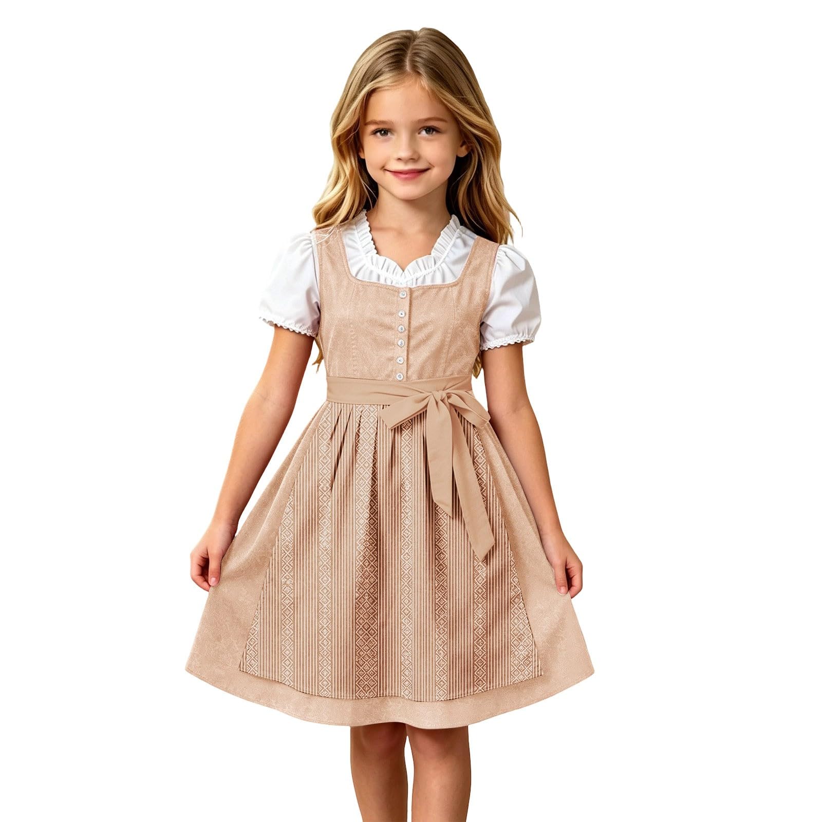 Girls Oktoberfest Costume Bavarian Beer Festival Dirndl Dress with Apron โ image 1