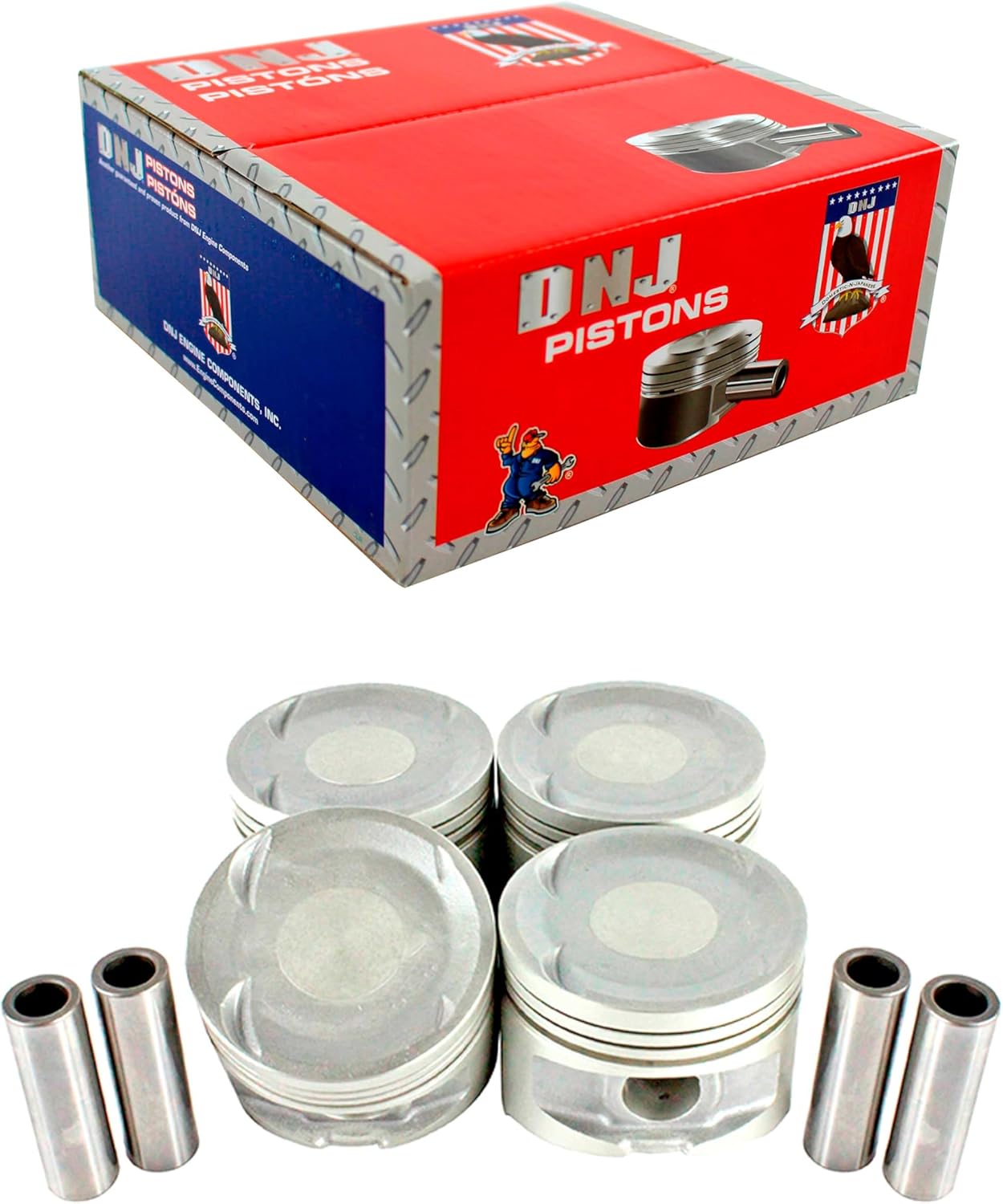 DNJ P107 Piston Set Standard for 1989-1998 Eagle, Hyundai, Mitsubishi, Plymouth Eclipse, Galant, Laser 2.0L L4 16V DOHC 1997cc