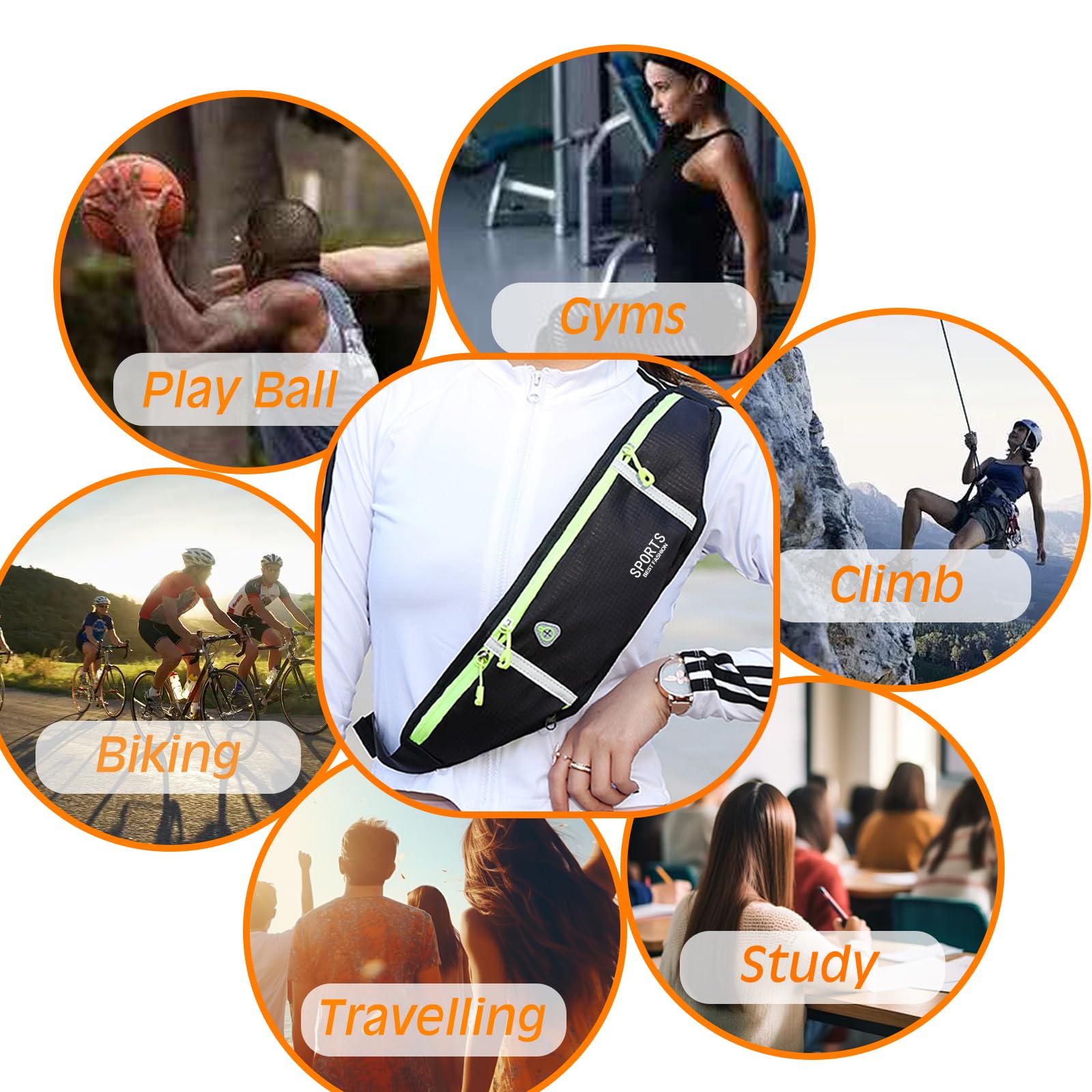 Marsupio Running Impermeabile Sportivo con Borsa a Rete per Borraccia - Fitness Corsa
