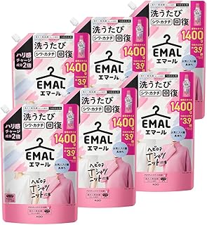 エマール 【ケース販売】 洗濯洗剤 おしゃれ着 ハリ感チャージ成分2倍配合! 洗うたびシワカタチ回復 アロマティックブーケの香り つめかえ用 1400ｇ×6個 大容量