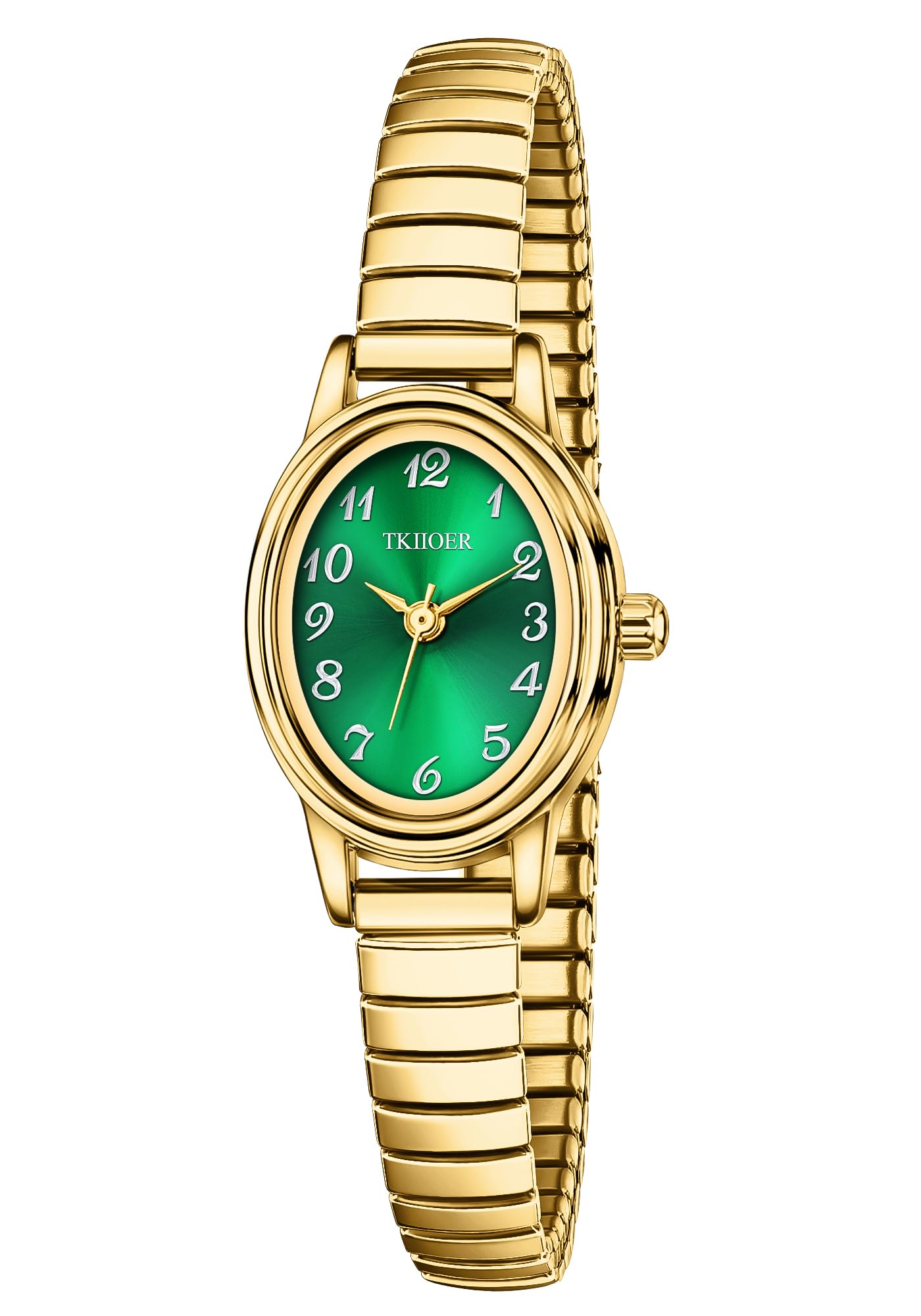 TKIIOER Orologio analogico da donna, quadrante analogico da donna, quadrante facile da leggere, cassa ovale, cinturino di espansione in acciaio inossidabile, orologio impermeabile