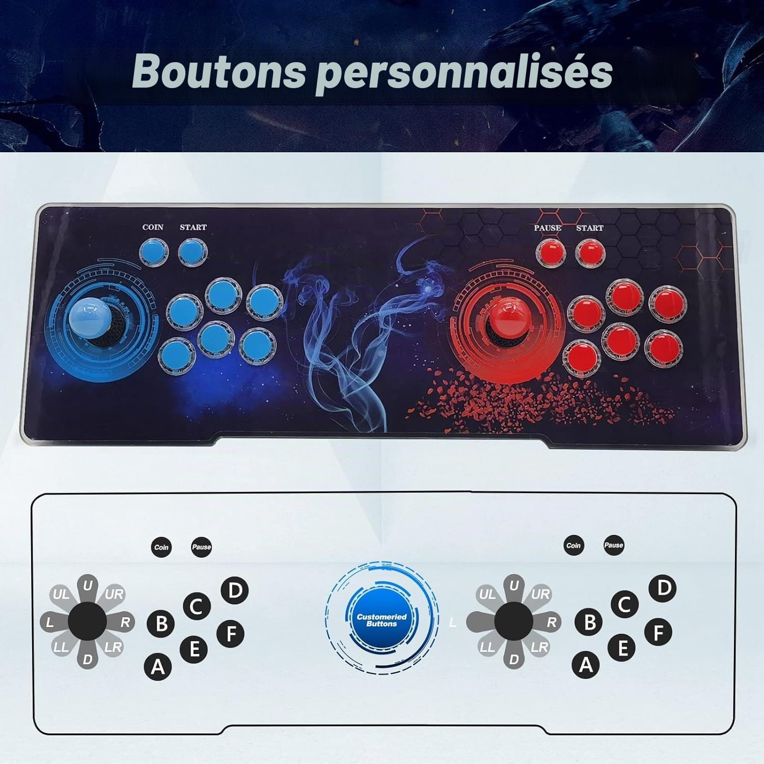 31900 Jeux en 1 Pandora's Box Arcade, console de jeu d'arcade 3D avec 2 joysticks, 1280 x 720 Full HD, VGA, HDMI, support de recherche/enregistrement/masquage/pause jeu jusqu'à 4 joueurs